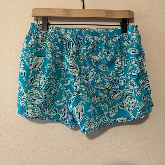 Lilly Pulitzer Luxletic Ocean Trail Shorts Turquoise Oasis Athletic Sz M 001485 - Picture 4 of 10